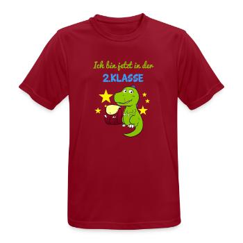 Ich Bin Jetzt In Der 2.Klasse Zweitklässler Dino - Männer T-Shirt atmungsaktiv - Dunkelrot - Vorne - AI Model Male 178 light (178cm)