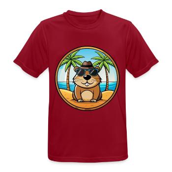 Murmeltier Lustige Cartoon Sommer Strand Sonnenbrille - Männer T-Shirt atmungsaktiv - Dunkelrot - Vorne - AI Model Male 178 light (178cm)