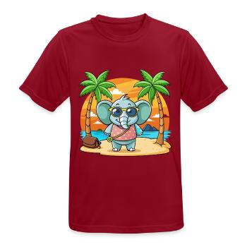 Elefant Lustige Cartoon Sommer Strand Sonnenbrille - Männer T-Shirt atmungsaktiv - Dunkelrot - Vorne - AI Model Male 178 light (178cm)