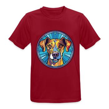 Alano Español Hunderasse Aquarell Illustration - Männer T-Shirt atmungsaktiv - Dunkelrot - Vorne - AI Model Male 178 light (178cm)