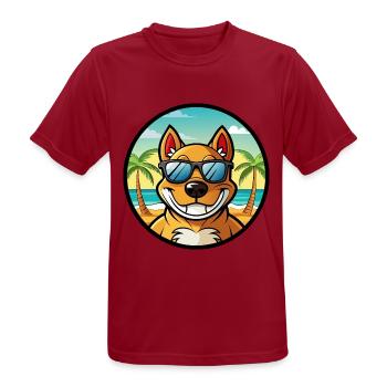 Cordoba Fighting Dog Breed Cartoon Sunglass Beach - Men's Breathable T-Shirt - dark red - Front - AI Model Male 178 light (178cm)