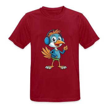 Strauß Lustige Zeichentrickfigur Kopfhörer Musik - Männer T-Shirt atmungsaktiv - Dunkelrot - Vorne - AI Model Male 178 light (178cm)