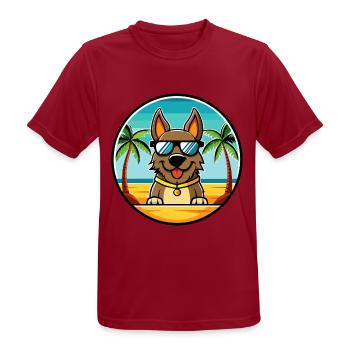 Deutsche Bracke Hunderasse Cartoon Sonnenbrille Strand - Männer T-Shirt atmungsaktiv - Dunkelrot - Vorne - AI Model Male 178 light (178cm)