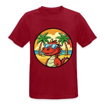 Dragon Funny Cartoon Lunettes de soleil de plage d’été cool - T-shirt respirant Homme - rouge foncé - Devant - AI Model Male 178 light (178cm)