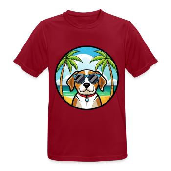 Kerry Beagle Hunderasse Cartoon Sonnenbrille Strand - Männer T-Shirt atmungsaktiv - Dunkelrot - Vorne - AI Model Male 178 light (178cm)