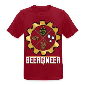 Beergineer Brau-Gear Emblem - Men's Breathable T-Shirt - dark red - Front - AI Model Male 178 light (178cm)