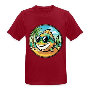 Fisch Lustige Cartoon Sommer Strand Sonnenbrille Aufkleber - Männer T-Shirt atmungsaktiv - Dunkelrot - Vorne - AI Model Male 178 light (178cm)