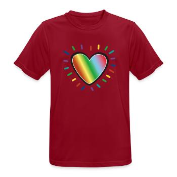 Rainbow Heart Pride Emblem - Men's Breathable T-Shirt - dark red - Front - AI Model Male 178 light (178cm)