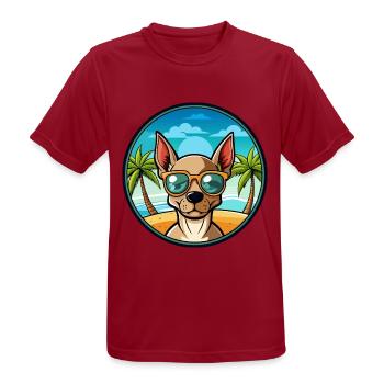 Mexikanische haarlose Hunderasse Cartoon Sonnenbrille Strand - Männer T-Shirt atmungsaktiv - Dunkelrot - Vorne - AI Model Male 178 light (178cm)