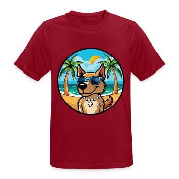 Magyar Agar Dog Breed Cartoon Sunglasses Beach - Men's Breathable T-Shirt - dark red - Front - AI Model Male 178 light (178cm)