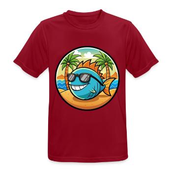 Fisch Lustige Cartoon Sommer Strand Sonnenbrille Aufkleber - Männer T-Shirt atmungsaktiv - Dunkelrot - Vorne - AI Model Male 178 light (178cm)