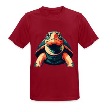 Turtle Cartoon Character Colorful Pet Animal - Men's Breathable T-Shirt - dark red - Front - AI Model Male 178 light (178cm)