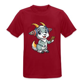 Ziege Lustige Zeichentrickfigur Kopfhörer Musik - Männer T-Shirt atmungsaktiv - Dunkelrot - Vorne - AI Model Male 178 light (178cm)
