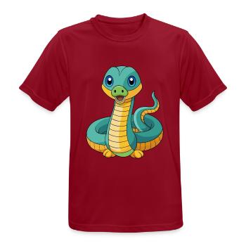 Anaconda Niedliche Maskottchen Zeichentrickfigur Kawaii - Männer T-Shirt atmungsaktiv - Dunkelrot - Vorne - AI Model Male 178 light (178cm)