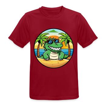 Krokodil Lustige Cartoon Sommer Strand Sonnenbrille - Männer T-Shirt atmungsaktiv - Dunkelrot - Vorne - AI Model Male 178 light (178cm)
