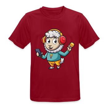 Schaf Lustige Zeichentrickfigur Kopfhörer Musik - Männer T-Shirt atmungsaktiv - Dunkelrot - Vorne - AI Model Male 178 light (178cm)