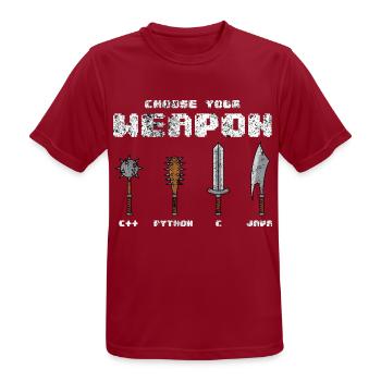 C++ Phyton C Java Software Programmer Coder Witz - Männer T-Shirt atmungsaktiv - Dunkelrot - Vorne - AI Model Male 178 light (178cm)