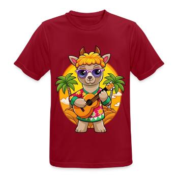 Lustige Alpaka Cartoon Sommer Strand Sonnenbrille - Männer T-Shirt atmungsaktiv - Dunkelrot - Vorne - AI Model Male 178 light (178cm)