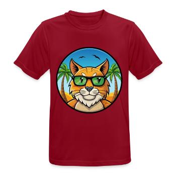 Eurasischer Luchs Katzenrasse Cartoon Sonnenbrille Strand - Männer T-Shirt atmungsaktiv - Dunkelrot - Vorne - AI Model Male 178 light (178cm)