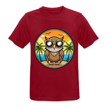 Eule Lustige Cartoon Sommer Strand Sonnenbrille Aufkleber - Männer T-Shirt atmungsaktiv - Dunkelrot - Vorne - AI Model Male 178 light (178cm)