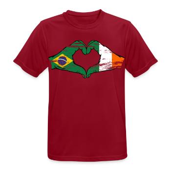 Brésil Irlande Drapeau Aiguilles Coeur Forme Utilisé - T-shirt respirant Homme - rouge foncé - Devant - AI Model Male 178 light (178cm)