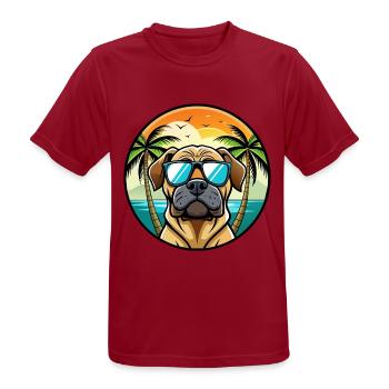 Englische Dogge Hund Rasse Cartoon Sonnenbrille Strand - Männer T-Shirt atmungsaktiv - Dunkelrot - Vorne - AI Model Male 178 light (178cm)