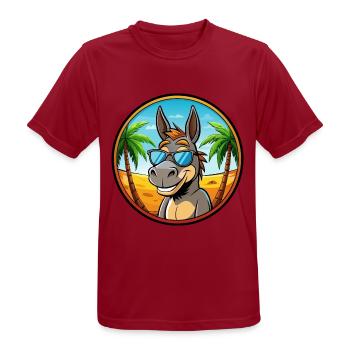 Esel Lustige Cartoon Sommer Strand Sonnenbrille Cool - Männer T-Shirt atmungsaktiv - Dunkelrot - Vorne - AI Model Male 178 light (178cm)