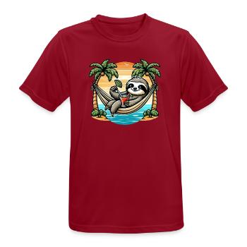 Sloth in hammock - Men's Breathable T-Shirt - dark red - Front - AI Model Male 178 light (178cm)