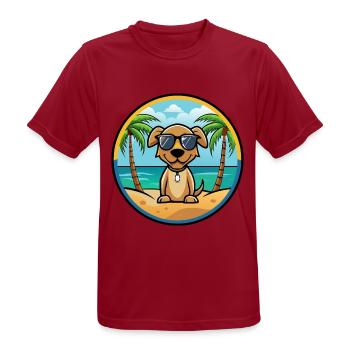 Pointer Dog Breed Cartoon Sunglasses Beach - Men's Breathable T-Shirt - dark red - Front - AI Model Male 178 light (178cm)