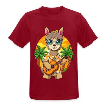 Funny Alpaca Cartoon Summer Beach Sunglasses - Men's Breathable T-Shirt - dark red - Front - AI Model Male 178 light (178cm)