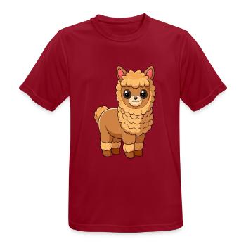 Alpaka Niedliche Maskottchen Zeichentrickfigur Kawaii - Männer T-Shirt atmungsaktiv - Dunkelrot - Vorne - AI Model Male 178 light (178cm)