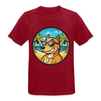 Cordoba Fighting Dog Breed Cartoon Sunglass Beach - Men's Breathable T-Shirt - dark red - Front - AI Model Male 178 light (178cm)
