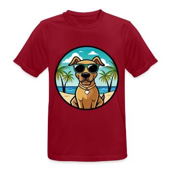 Black Mouth Cur Dog Breed Cartoon Sunglasses Beach - Men's Breathable T-Shirt - dark red - Front - AI Model Male 178 light (178cm)