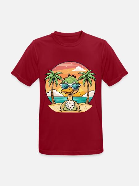 Strauß lustige Cartoon Sommer Strand Sonnenbrille - Männer T-Shirt atmungsaktiv - Dunkelrot