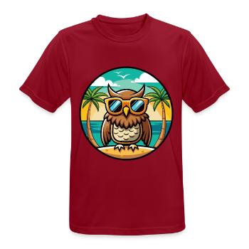 Eule Lustige Cartoon Sommer Strand Sonnenbrille Aufkleber - Männer T-Shirt atmungsaktiv - Dunkelrot - Vorne - AI Model Male 178 light (178cm)