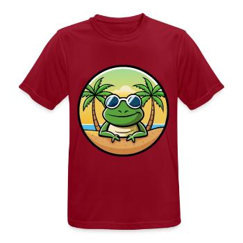 Frosch Lustige Cartoon Sommer Strand Sonnenbrille Aufkleber - Männer T-Shirt atmungsaktiv - Dunkelrot - Vorne - AI Model Male 178 light (178cm)