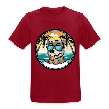 Stephens Cur Hunderasse Cartoon Sonnenbrille Strand - Männer T-Shirt atmungsaktiv - Dunkelrot - Vorne - AI Model Male 178 light (178cm)