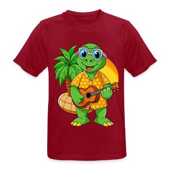 Funny Turtle Summer Beach Sunglasses Hawaiian - Men's Breathable T-Shirt - dark red - Front - AI Model Male 178 light (178cm)