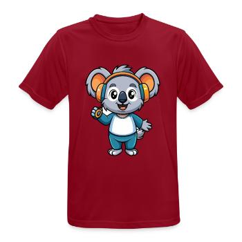 Koala Lustige Cartoon Figur Kopfhörer Musik - Männer T-Shirt atmungsaktiv - Dunkelrot - Vorne - AI Model Male 178 light (178cm)
