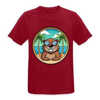 Biber Lustige Cartoon Sommer Strand Sonnenbrille Cool - Männer T-Shirt atmungsaktiv - Dunkelrot - Vorne - AI Model Male 178 light (178cm)