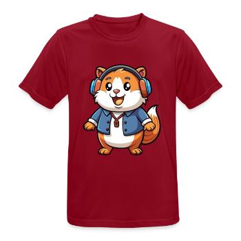 Meerschweinchen Lustige Zeichentrickfigur Kopfhörer Musik - Männer T-Shirt atmungsaktiv - Dunkelrot - Vorne - AI Model Male 178 light (178cm)