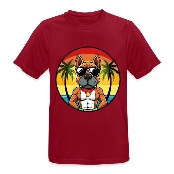Deutscher Boxer Hund Rasse Cartoon Sonnenbrille Strand - Männer T-Shirt atmungsaktiv - Dunkelrot - Vorne - AI Model Male 178 light (178cm)