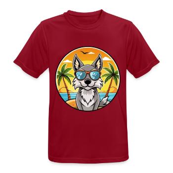 Tschechoslowakischer Wolfshund Rasse Cartoon Sonnenbrille Strand - Männer T-Shirt atmungsaktiv - Dunkelrot - Vorne - AI Model Male 178 light (178cm)