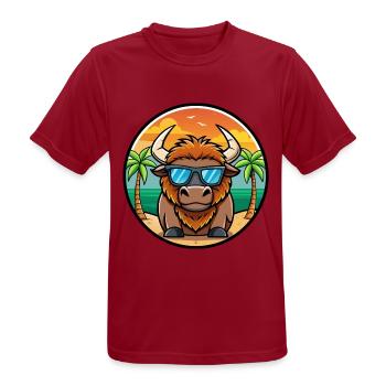 Bison Lustige Cartoon Sommer Strand Sonnenbrille Cool - Männer T-Shirt atmungsaktiv - Dunkelrot - Vorne - AI Model Male 178 light (178cm)