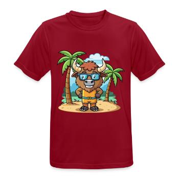 Bison Lustige Cartoon Sommer Strand Sonnenbrille - Männer T-Shirt atmungsaktiv - Dunkelrot - Vorne - AI Model Male 178 light (178cm)