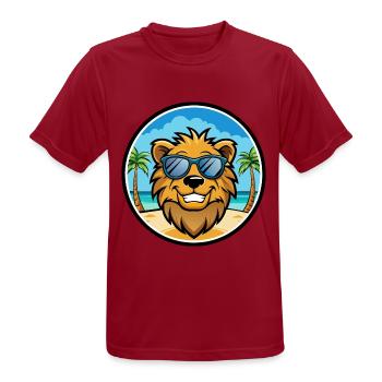 Löwe Lustige Cartoon Sommer Strand Sonnenbrille Aufkleber - Männer T-Shirt atmungsaktiv - Dunkelrot - Vorne - AI Model Male 178 light (178cm)