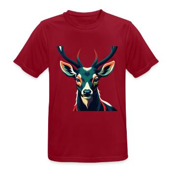 Hirsch Zeichentrickfigur Buntes Haustier Tier - Männer T-Shirt atmungsaktiv - Dunkelrot - Vorne - AI Model Male 178 light (178cm)
