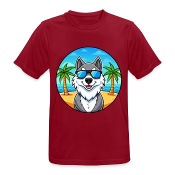 Seppala Sibirische Schlittenhunderasse Cartoon Sonnenbrille - Männer T-Shirt atmungsaktiv - Dunkelrot - Vorne - AI Model Male 178 light (178cm)