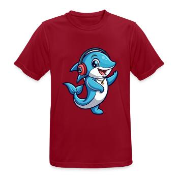 Delfin Lustige Zeichentrickfigur Kopfhörer Musik - Männer T-Shirt atmungsaktiv - Dunkelrot - Vorne - AI Model Male 178 light (178cm)