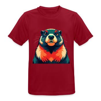 Murmeltier Cartoon Figur Buntes Haustier Tier - Männer T-Shirt atmungsaktiv - Dunkelrot - Vorne - AI Model Male 178 light (178cm)